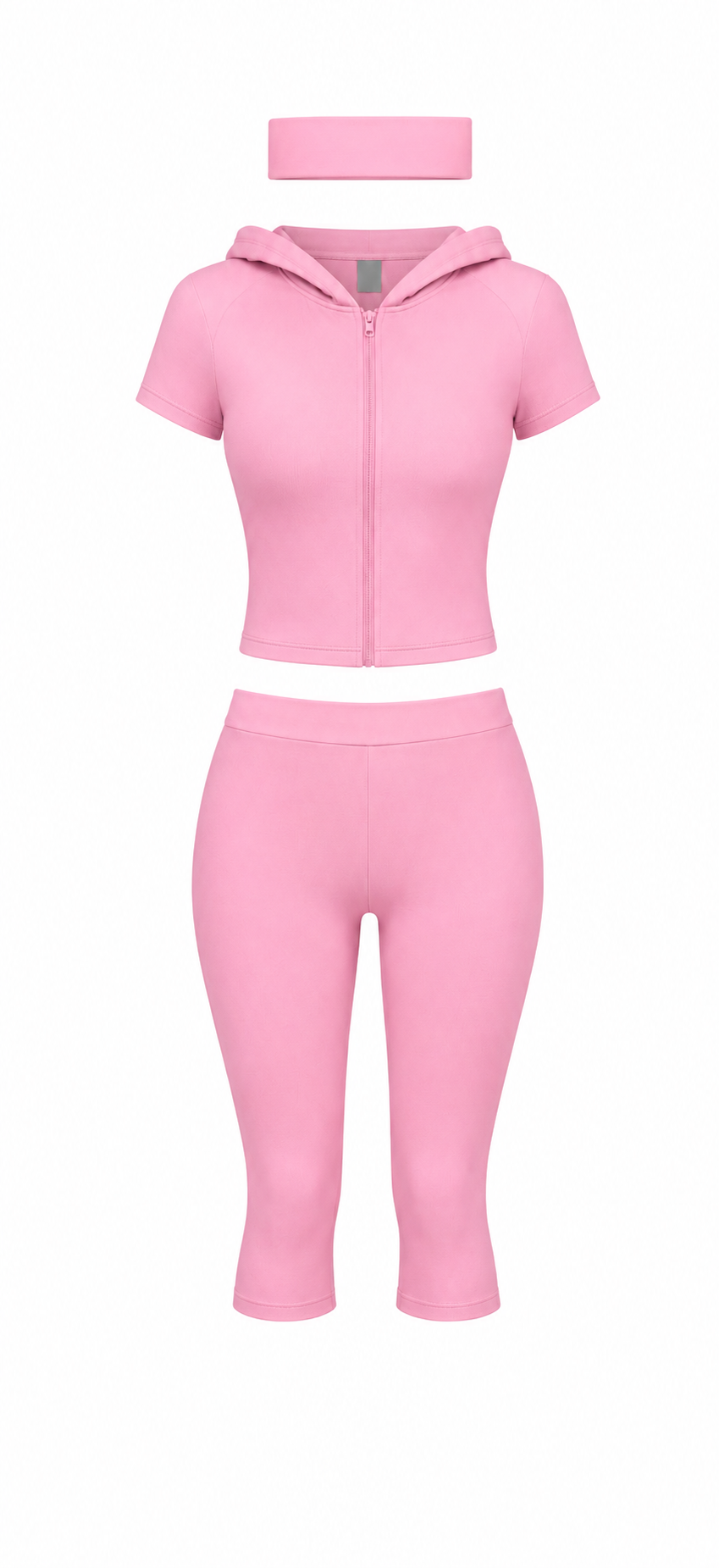 Pink capris silver rhinestone logo